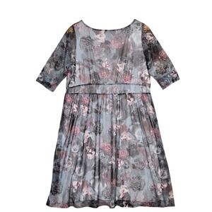 Blue Sky Clothing Co. Women's Floral Bamboo Mesh Overlay Midi Dress L